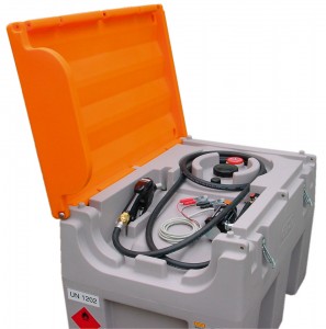 Mobiele Cemo tank van 430 liter inhoud met deksel