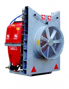 Fruitteeltspuit, driepuntsaanspanning DA 32  met axiaal-dwarsstroom-blazer, blazergrootte 32 “, met PE tank,met 400/500//600 liter inhoud